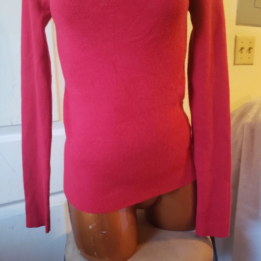 CARMAR red chest Cutout Sweater mock neck S